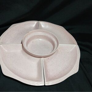 Vintage Mid Century Lazy Susan Tray Pink California Pottery